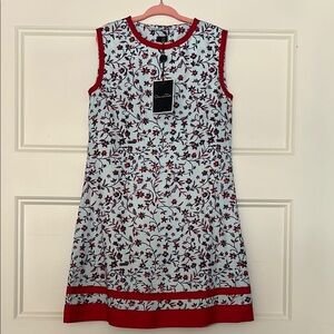 Floral Sleeveless Dress - Red and White